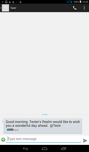 How messages appear on recipient phones when sent with Texter's Realm